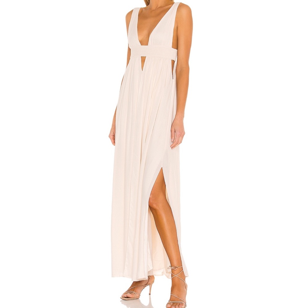 Indah Cream Gown with Cut Out and Slit